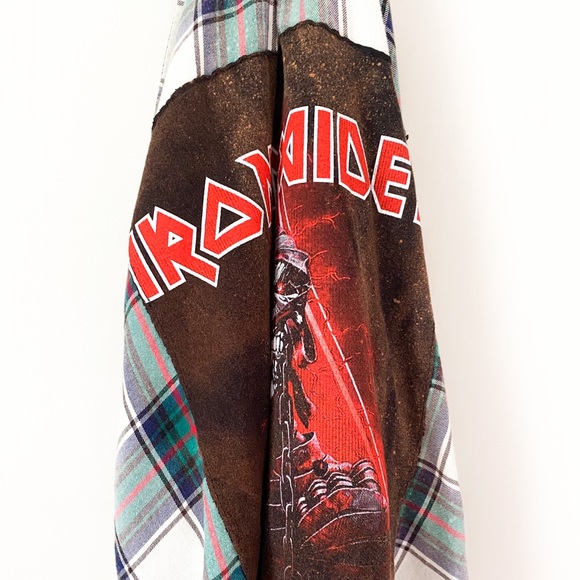 Iron Maiden Tops - Iron Maiden Bleached Out ‘Powerslave’ Band Flannel